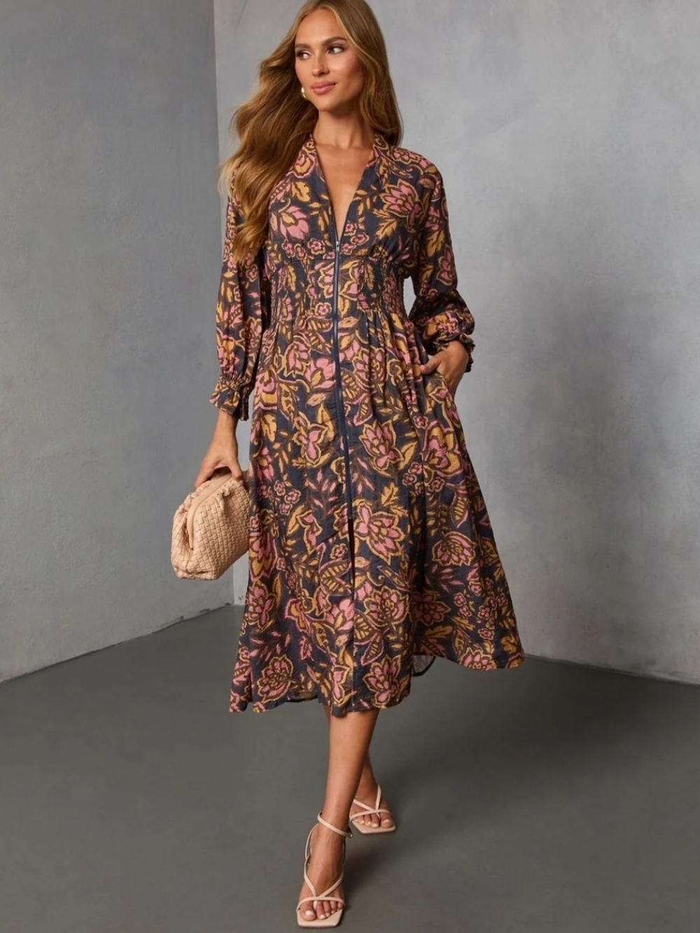 Spiced Orchard Abstract Print Midi Dress ♡ Size S